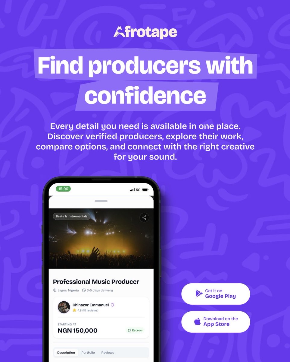 afrotape_app's tweet photo. Stop guessing. Start booking with confidence.

View verified producer profiles, listen to their work, compare your options, and hire the right creative for your next project.

Find your next producer on AFROTAPE. https://t.co/tSgOkLjBy7