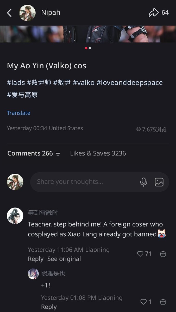 NipahDUBS's tweet photo. I have my Valko cosplay up on my XHS account and for those curious

The CN community has been sending me protection comments the past 24 hours after what occurred with Taryn. It's all really sweet and shows how much they also want Valko back and support him.

#Valko https://t.co/9AfeflxYuK