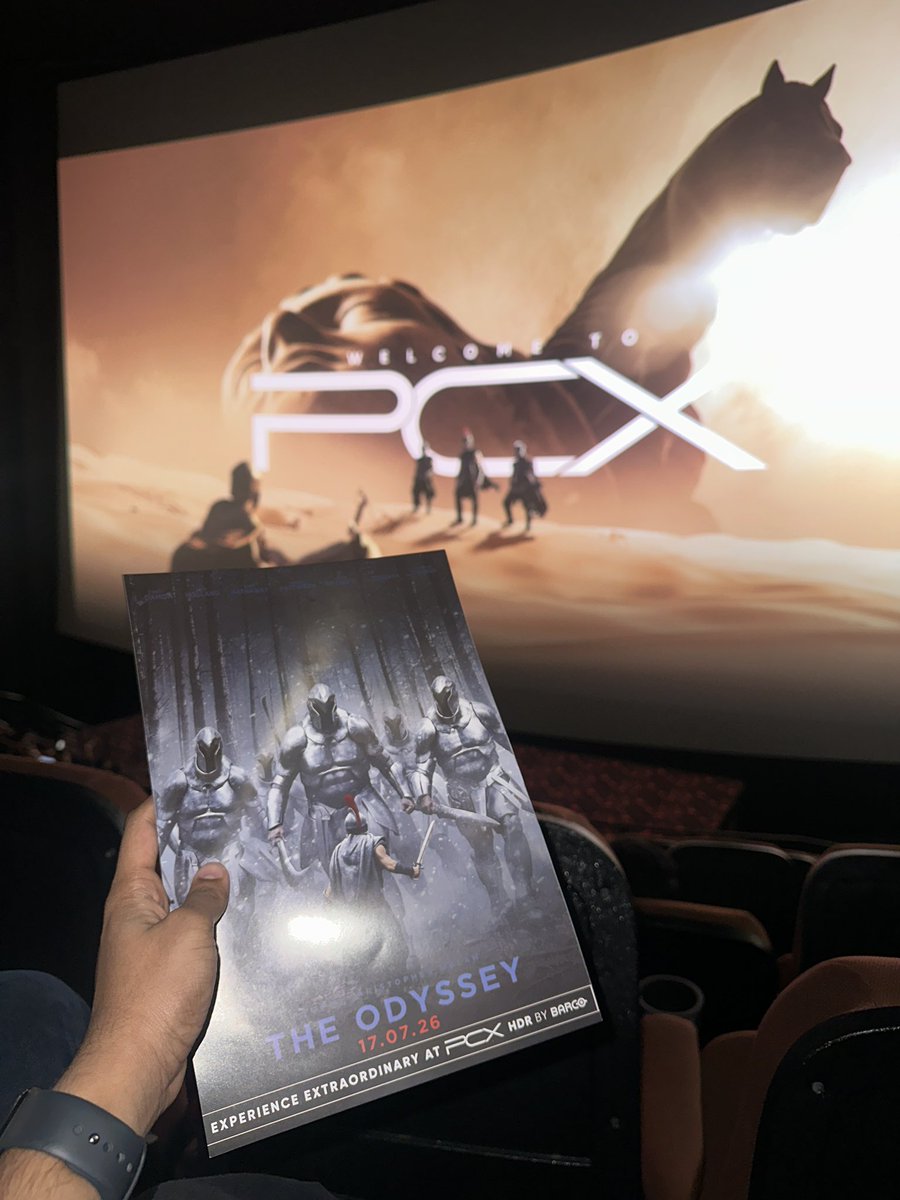 Praharsha_J's tweet photo. Odyssey was one behemoth experience at pcx.A Mass Nolan padam.
Out and out commercial cinema with Matt Damon standing tall throughout.
Hoyte,Ludwig 😮‍💨.
So glad for the poster suprise ; hopefully one of many in the coming future.
@PrasadsCinemas @ursmohan_kumar . https://t.co/rIUeEXl5g1