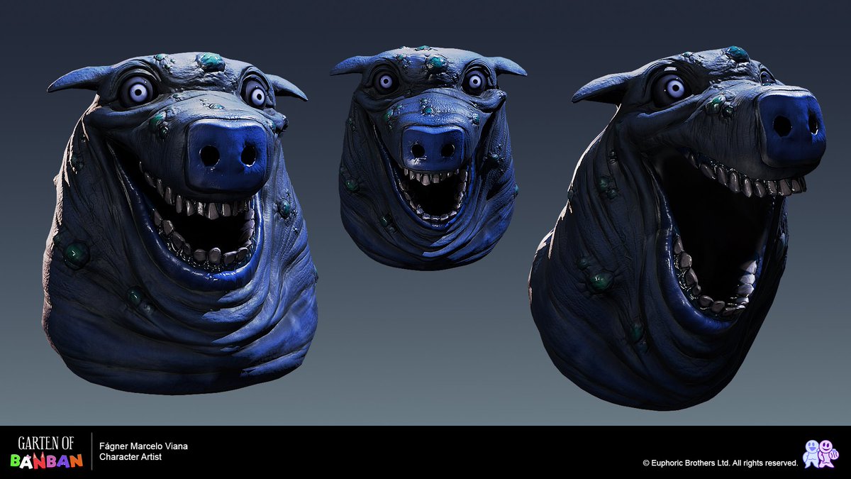 FV0rt3xdd's tweet photo. I was responsible for modeling, texturing, and rigging the head of the monstrous "Nanny" character for the recent update to the original Garten of Banban. It was an absolute pleasure collaborating with the @Euphoric_Bros to bring their vision to life!
#GartenOfBanBan #GOBB https://t.co/u8Pc93jGxI
