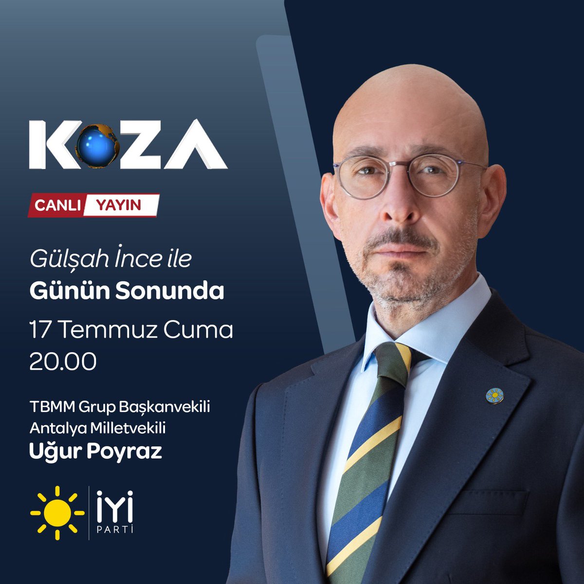 UGUR__POYRAZ's tweet photo. Bu akşam saat:20.00’de @kozatv01’de Gülşah İnce @gulsahince ile Günün Sonunda programında gündemi konuşacağız. https://t.co/rLI1P7kesh