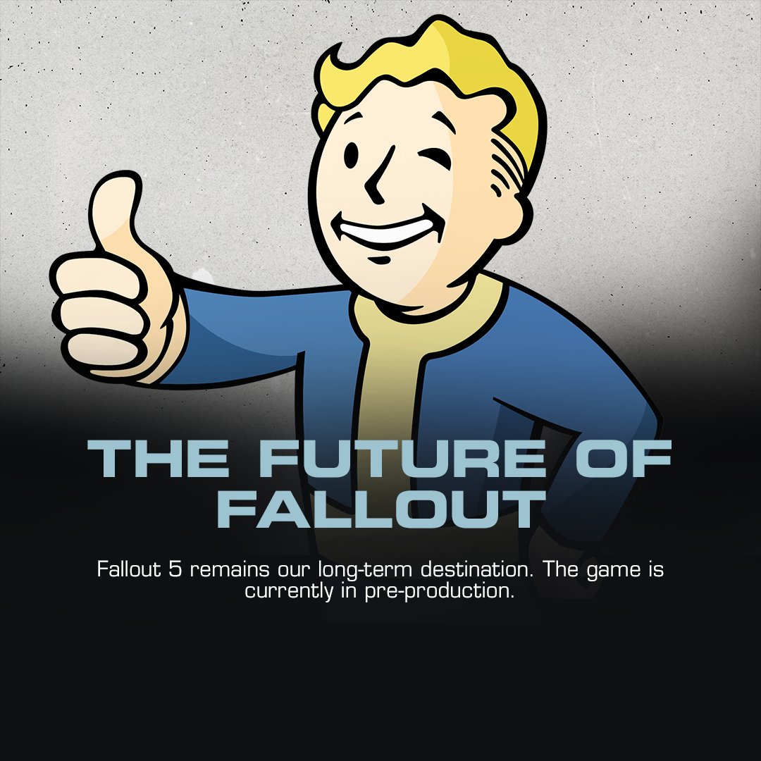 klobrille's tweet photo. BREAKING: Xbox and Bethesda share Fallout roadmap.

• Bethesda Game Studios is now in pre-production on Fallout 5
• Fallout 3 Remaster
• Fallout: New Vegas Remaster
• Obsidian Entertainment working on a new Fallout game

https://t.co/fkA2nJykpP https://t.co/TomxE4nuSf