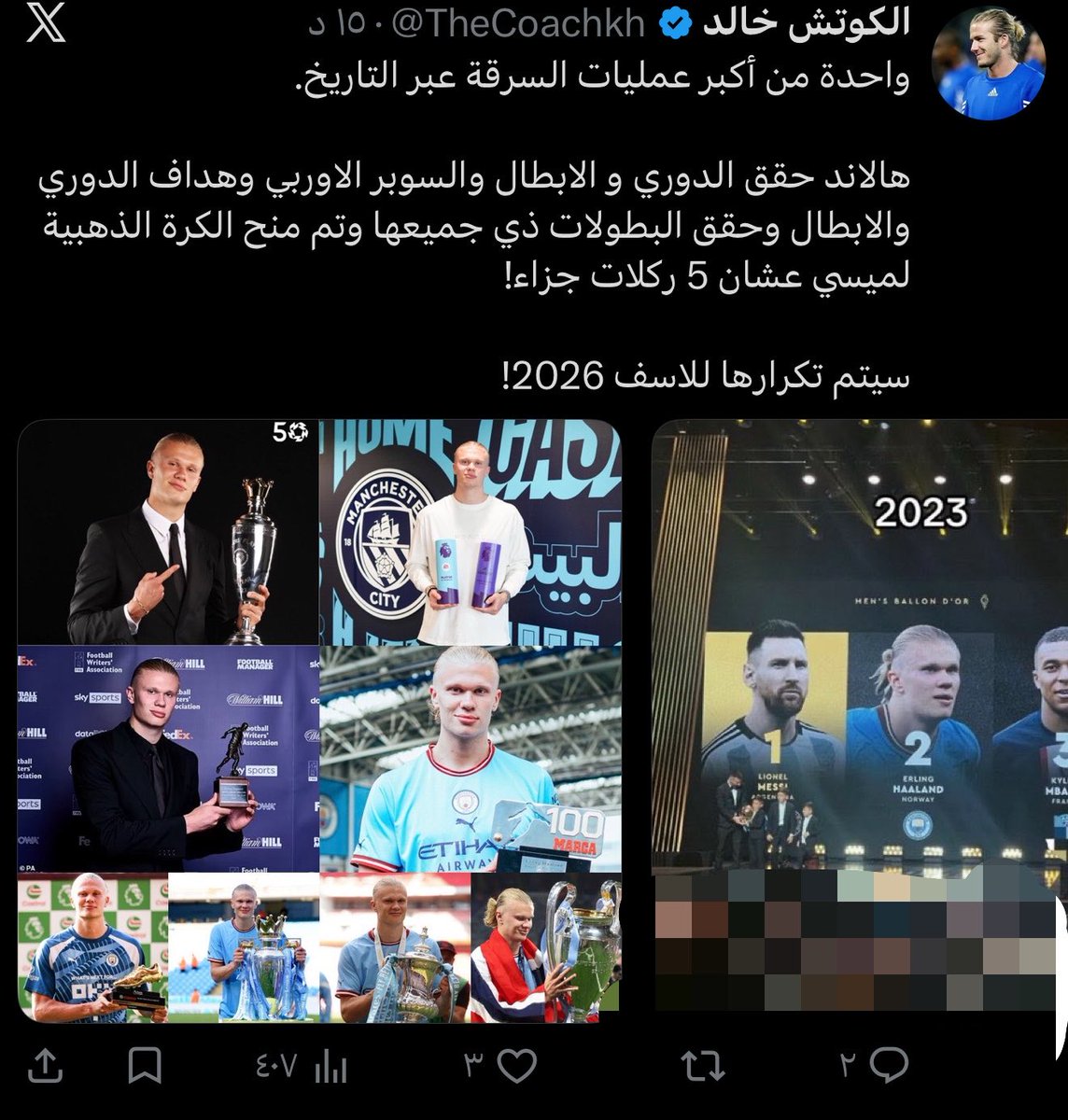 Turgut_Alp_1's tweet photo. شلون اكبر عملية سرقه؟

احصائيات هالاند:

لعب: 57
سجل: 56
صنع: 9
ساهم: 65

• السوبر الأوروبي لم يحسب لانه انتهى فترة التصويت 31 يوليو

احصائيات ميسي:

لعب: 54
سجل: 38
صنع: 25
ساهم: 63

يعني فرق مساهمتين فقط وميسي حقق كاس العالم وافضل لاعب فيها واكثر من ساهم فيها وهالاند مالعب بكاس العالم 

وتقول سرقة!!!!