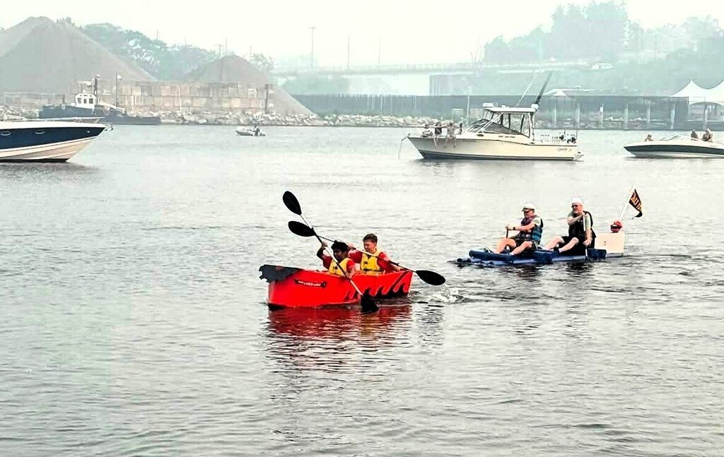 LPSLancers's tweet photo. Team LANCE-A-BOAT was making waves in United Way's Rock the Boat cardboard  boat competition on Thursday.  Our robotics team LANCE-A-BOT boat, sponsored by Honor Credit Union, stayed upright the entire time, and came in 2nd place in their heat.  A great time was had by all! https://t.co/BzoQokhIRP