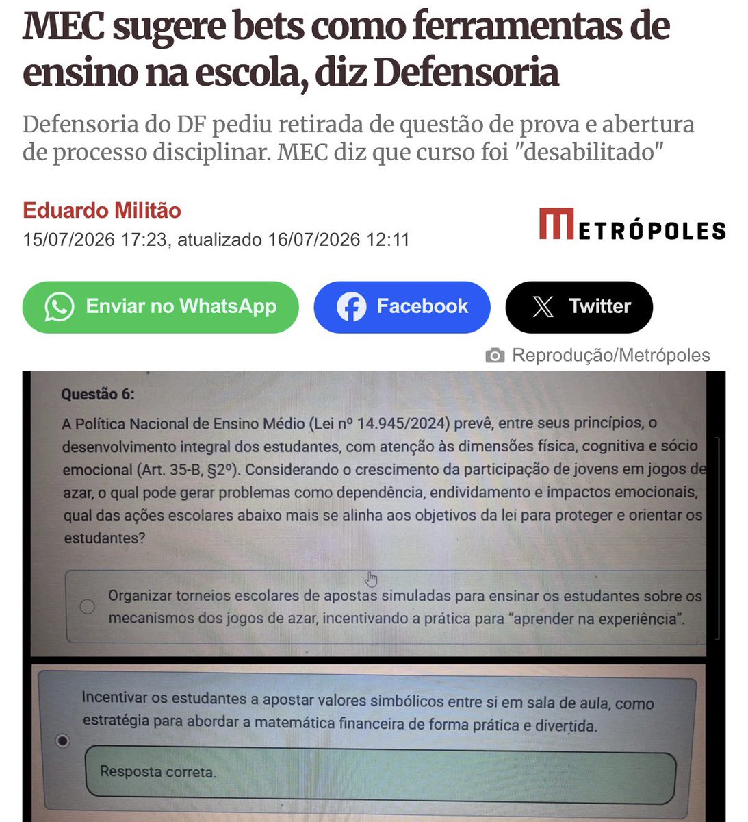 Maxcardoso's tweet photo. Ah não! Não é possível!
Como não xingar lendo um troço desse?
O Brasil sempre consegue superar o nível de absurdo alcançado no dia anterior.
É inacreditável! https://t.co/1x397kz3oa