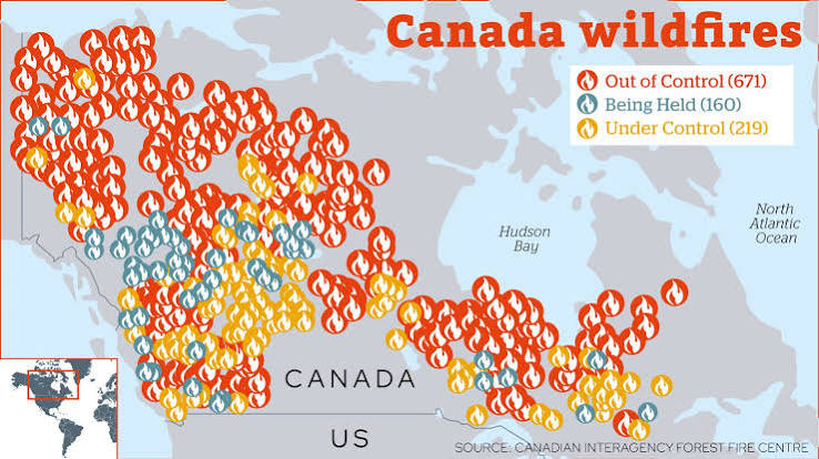 OCOCReport's tweet photo. Canada is burning: 700+ active wildfires, 8.2 million acres already destroyed.
Smoke choking North America again.
This doesn’t feel like normal wildfire season anymore.
It feels like a war on our forests. https://t.co/BYq9iAVopw