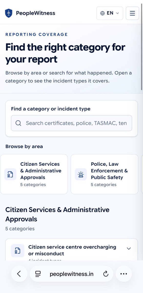 raavanamavan7's tweet photo. Today, we are proud to announce the nationwide launch of PeopleWitness [ https://t.co/rTF6vHJlXq ] an independent, non-commercial citizen platform created to make bribery, corruption and failures in public services visible.

Citizens can anonymously document their experiences, support similar reports, share local context and bring recurring problems into the public record.

Built for all 28 States, 8 Union Territories, and the 22 languages recognised by the Constitution of India.

No login. No bureaucracy. No fear. Just citizens speaking up with facts.

Your voice. Your language. Your witness.

👉🏻 https://t.co/rTF6vHJlXq

@ANI @PTI_News @IndianExpress @the_hindu @ndtv @IndiaToday @timesofindia @CNNnews18 @firstpost  

#PeopleWitness #ReportCorruption #EndBribery #PublicAccountability #CitizenVoice #IndiaAgainstCorruption