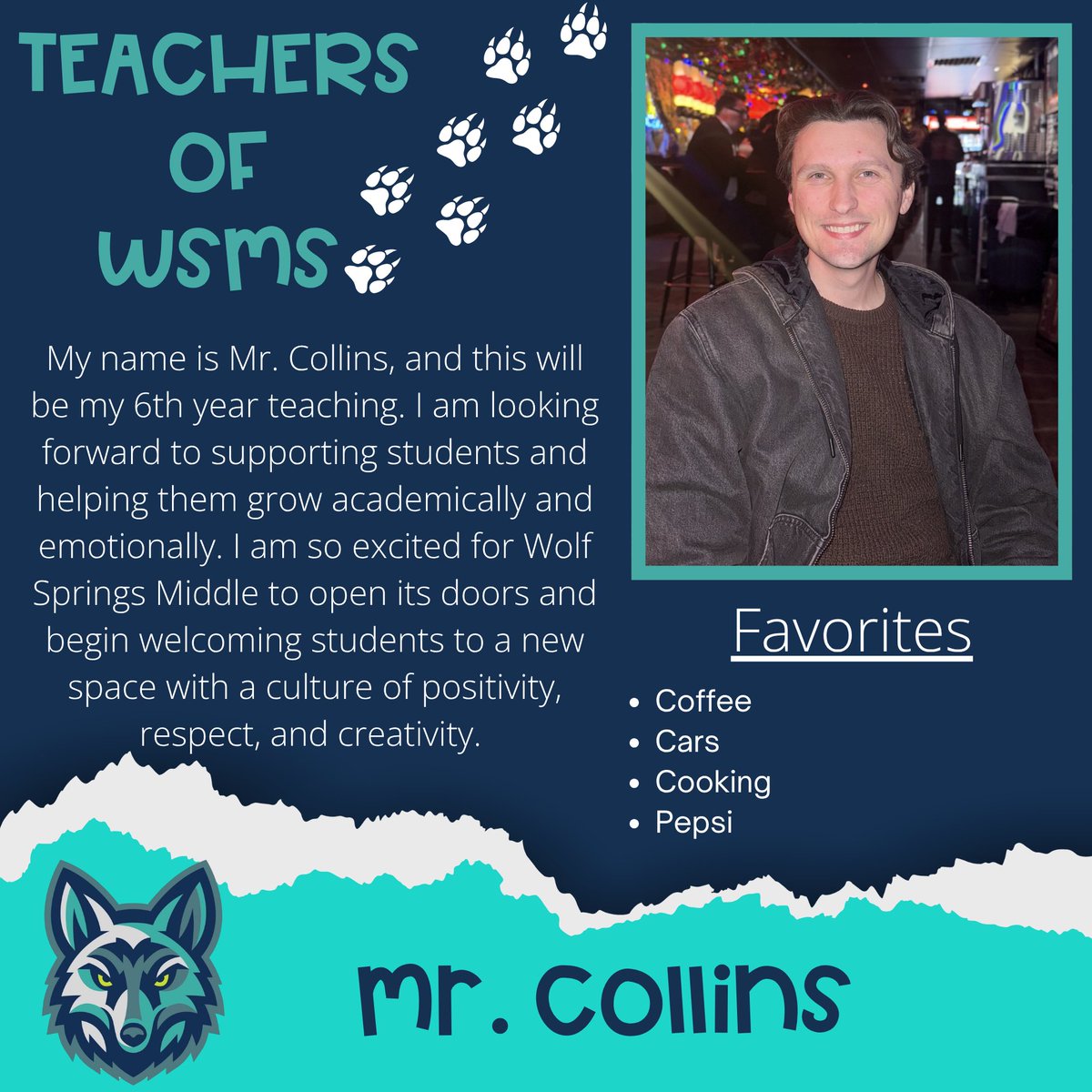 WSMCoyotes's tweet photo. Meet Our WSMS Staff!  We’re excited to introduce the incredible educators and staff members joining the Wolf Springs Middle School family.  Let’s give them a warm Coyote welcome as we prepare for an amazing year together! https://t.co/HjJQJ99Qjq