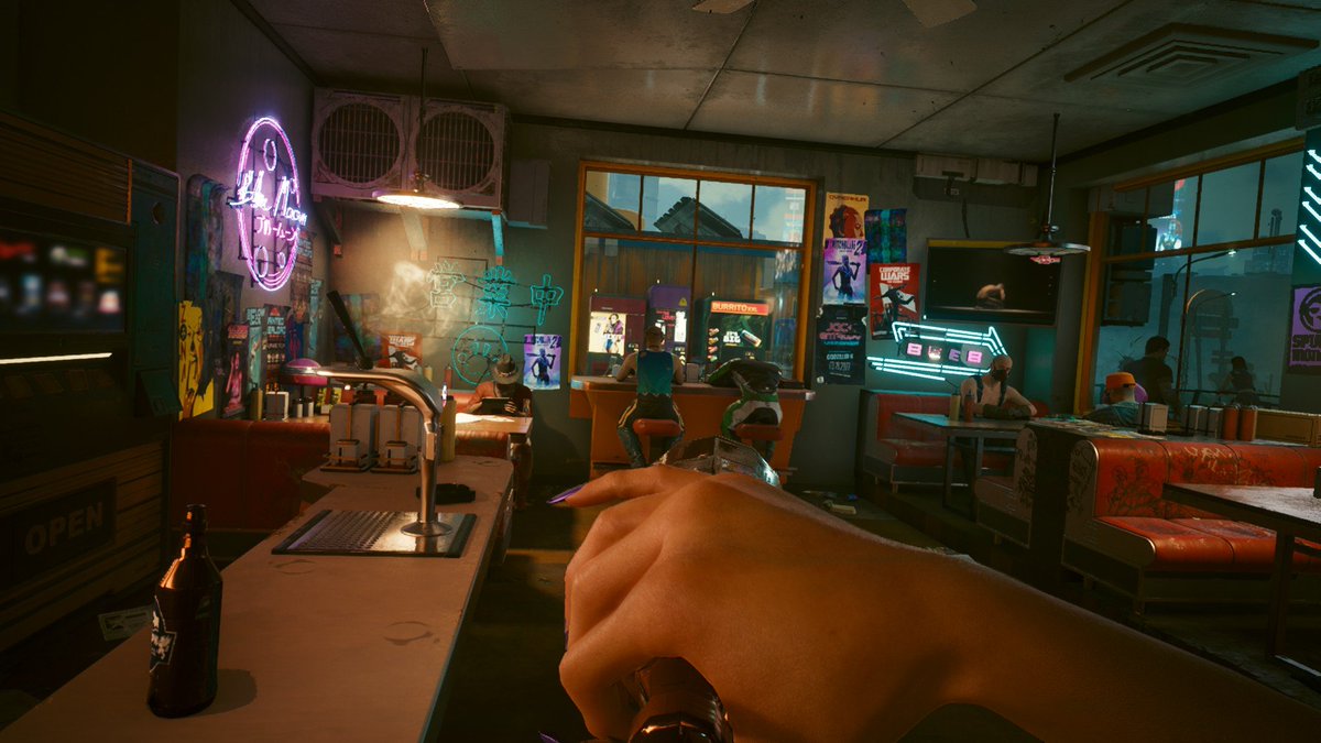 maxi25554's tweet photo. my cyberpunk character got rejected by a straight girl and now she's drinking 20 beers https://t.co/1bqKFTedOG