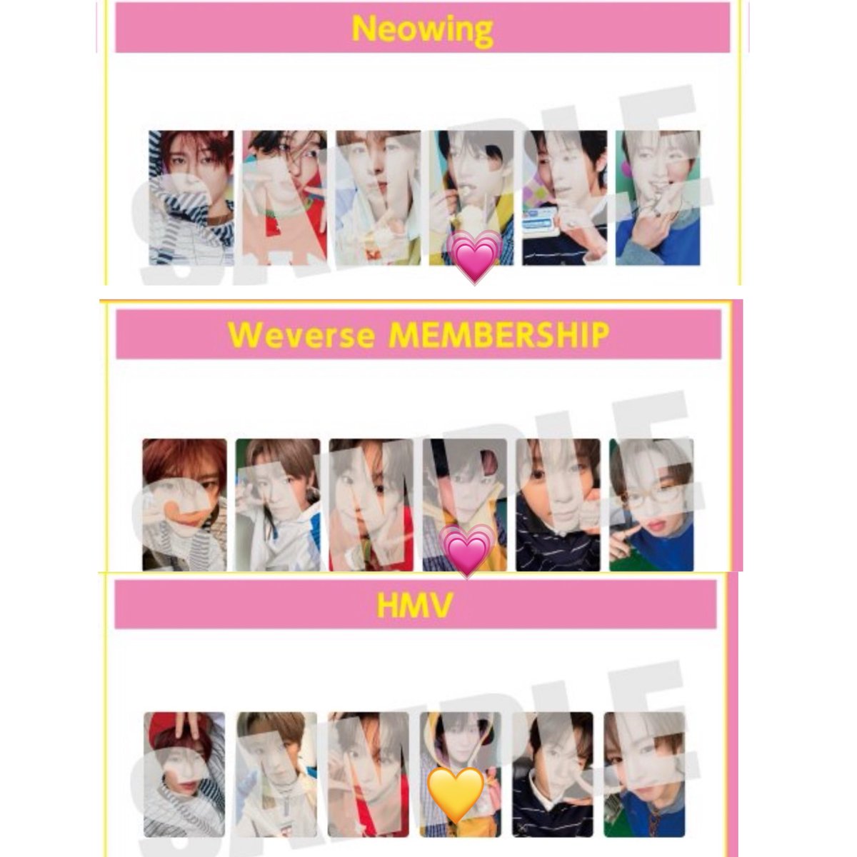 hodoo_wish's tweet photo. 【情報更新により再掲】
NCT WISH ウィシ YO-I-DON
BOY MEETS GIRL 王子 ペンミ トレカ 特典 交換

譲）画像1枚目サクヤ シオン ジェヒ リョウ

求）画像2.3.4枚目 ❤️‍🔥>>💗>💛
または、過去のジェヒ未所持分※未所持多数のため要相談

📮郵送での交換希望です
お気軽にお声がけください✩.*˚ https://t.co/Wst6XpAXs5