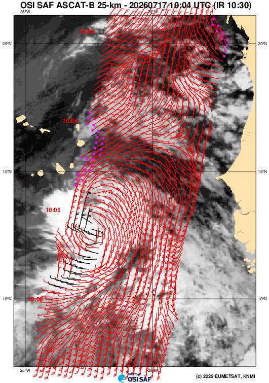 KacperWx's tweet photo. The tropical wave nearing Cape Verde today is in its best shape. Convective activity has improved, w/ prevalence of a band &amp; associated curvature. Could argue it's close to TC status, but these features are fairly new &amp; quite anemic, a testament to the highly dry environment. https://t.co/qFbldtJKJR