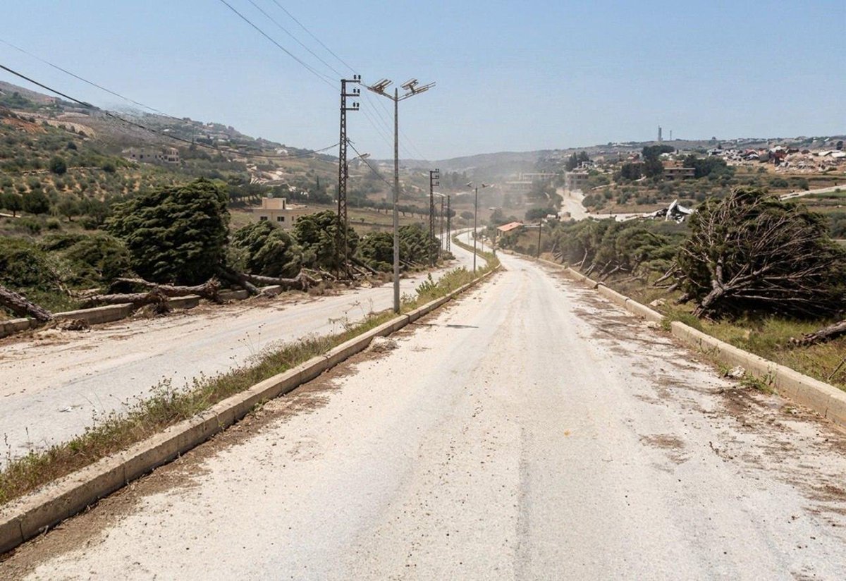 TheCradleMedia's tweet photo. Israeli occupation forces have destroyed all the trees lining the roads leading to Bint Jbeil in southern Lebanon. https://t.co/FzeqsW4wEh