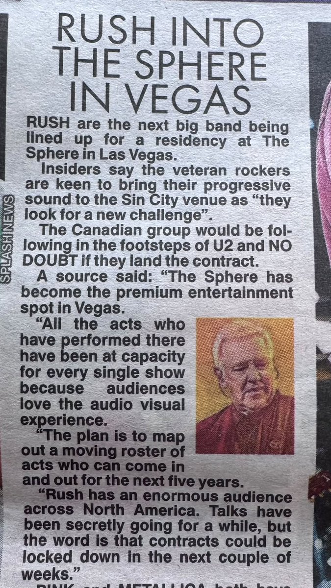 rushisaband's tweet photo. .@RushTheBand is in talks for a residency at the Las Vegas Sphere according to both Eddie Trunk and The Sun newspaper ... https://t.co/s5uZhMZjxr https://t.co/xZ6TJg12DK