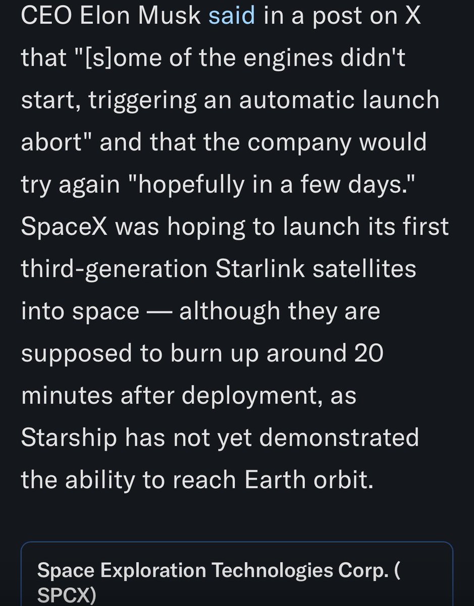 DaReal_JBELFORT's tweet photo. Can’t be a Space Exploration company if you can’t make it to Earths Orbit😂👍 https://t.co/zO9y831ohQ