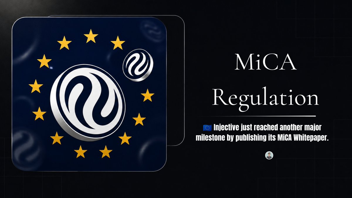 Great_Ikay's tweet photo. Huge step for Injective in Europe 

$INJ has officially published its MiCA Whitepaper, making it easier for the ecosystem to expand across the EU under clear regulations

Why this matters:
• Gives more regulatory clarity across Europe. 
• Makes it easier for Injective to grow in EU markets.
• Creates a stronger path for launching more Real World Assets (RWAs). 
• Helps build trust with users, developers, and institutions.

The whitepaper confirms that $INJ is the native utility token of Injective and is used for:
- Gas fees
- Staking
- Governance
- Community BuyBacks.

Bet on Injective!