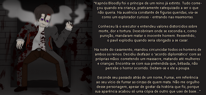 sEffocy's tweet photo. --- CDC | Kapnós Bloodly ---
Tão polêmico que me fez ser EXPULSO de TODAS AS CAMPANHAS! Mesmo que hoje eu me arrependa da aparência copia e cola, reconheço fazer parte na minha trajetória na criação de personagens!
Arte do Capítulo (não faço ideia):
#RPG #okegom #fumus #escrita https://t.co/dneJkVb1gS