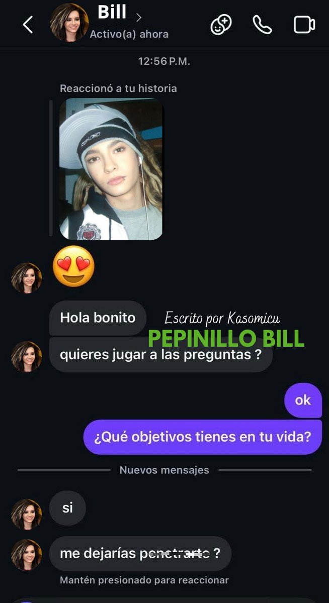 TomTwcKaulitz's tweet photo. (Agrandar para verlo completo) Bill directo a lo que va 😹, y eso mismo pasó en el os: Pepinillo Bill por @Kasomicu , léelo en la plataforma de tu preferencia aquí 👉: https://t.co/y53AoROINd
#tolltwt #twincestkaulitz #tollkaulitz #humor #tomkaulitz #billkaulitz #momazostoll https://t.co/01GTS4sO1j