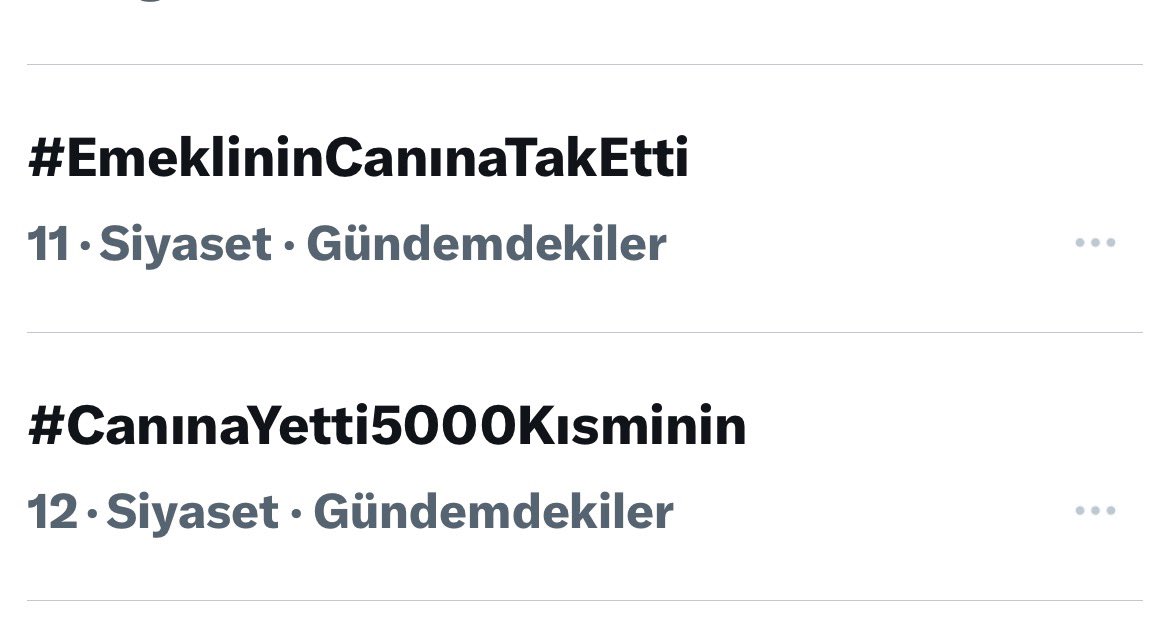 tuncay17yenice1's tweet photo. Türkiye Gündemi 11. ve 12. sıra
👇👇👇
#EmeklininCanınaTakEtti
#CanınaYetti5000Kısminin https://t.co/k7j5k1JWiA