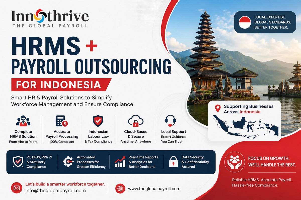 The_Global_Pay's tweet photo. 🇮🇩 HRMS + Payroll Outsourcing for Indonesia

At Innothrive – The Global Payroll, we help businesses in Indonesia streamline their workforce operations with reliable HRMS and Payroll Outsourcing 
#indonesia #asian #global https://t.co/DKRRTa51Sz