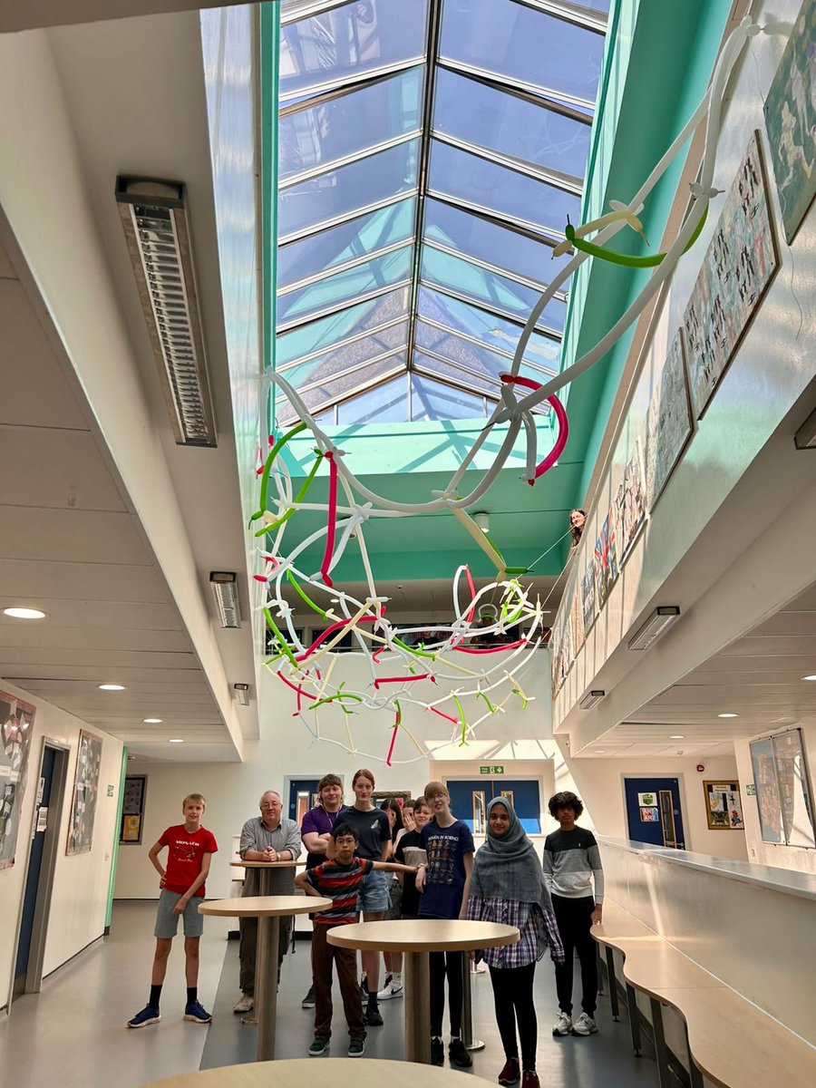 OrielHighSchool's tweet photo. So what did you do this morningโฆโฆ..? We made 14 metre long Giant DNA out of balloons!!! ๐ ๐ #ScienceMayhem #ItsInYourDNA #ActivitiesWeek2026 https://t.co/Lxb9FrgX2Y