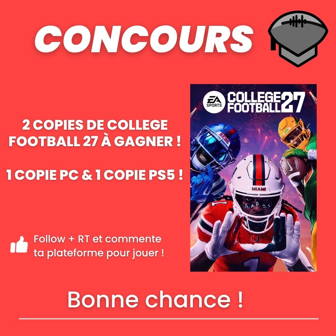 TheTrickPlayFR's tweet photo. Grand jeu concours pour remporter une copie du jeu College Football 27 !
Une copie sur PC et une copie sur PS5 !

Follow @TheTrickPlayFR 
RT et commente ce post en nous disant la plate-forme sur laquelle tu veux le jeu

Tirage au sort lundi 🔥 https://t.co/Gn4fo1az6h