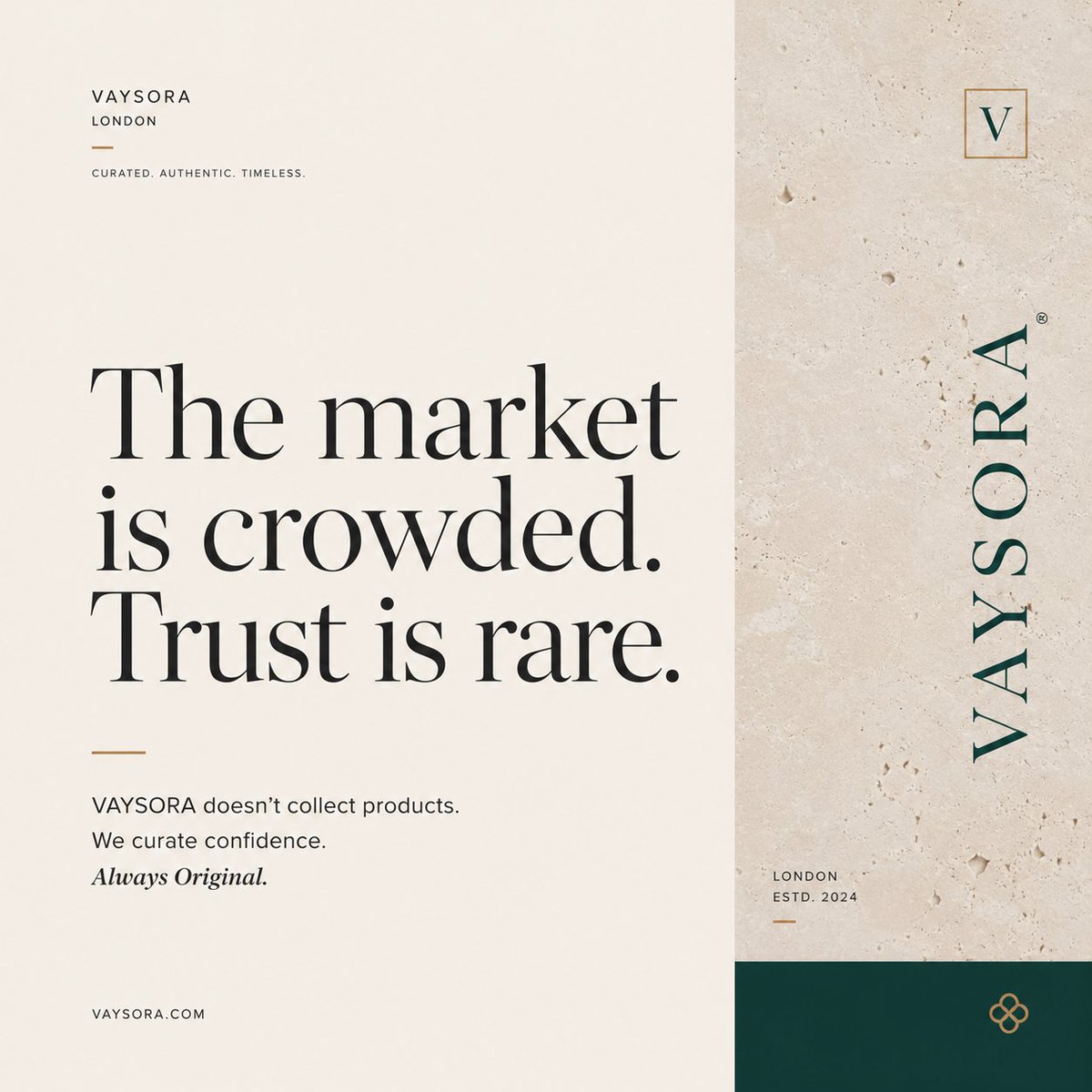 VAYSORAUK's tweet photo. Not everything deserves to be chosen.
In a world built on endless options, choosing well has become a luxury.
At VAYSORA, every piece earns its place through authenticity, craftsmanship, and timeless value. 
VAYSORA
Always Original.
#VAYSORA #AlwaysOriginal #faysolfrx https://t.co/adwpqYEhY8