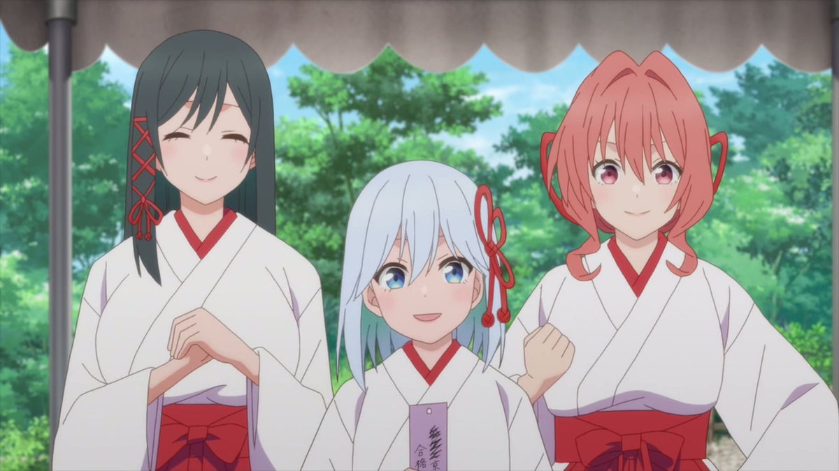 lowoonchze's tweet photo. #甘神さんちの縁結び
#漫画好きと繋がりたい
#アニメ好きと繋がりたい 
#甘神朝姫
#甘神夕奈
#甘神夜重
#上終瓜生
#鶴山白日
#amagami_anime

久しぶりに白日が登場したね。
たしかこのシーンはアニメオリジナルだったと思うから、まとめて全部入れてみたよ。ちょっと長めだけどね。
瓜生は昔から今までずっと変わらないね。
願いは誰かに叶えてもらうものじゃなく、自分の力で叶えるものだと思っているから、短冊にも願い事を書かないんだね。

白日の願いも「京大医学部に合格すること」なんだね。
でも、消されている部分には、どうやら瓜生の名前が書かれていたみたいだけど……。

出典：
原作 第45話
アニメ 第15話