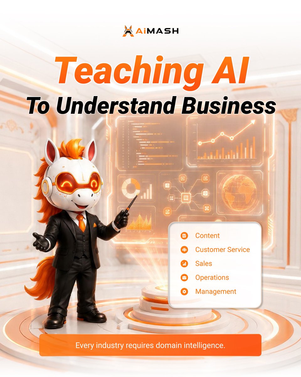 AiMASH_Official's tweet photo. AI shouldn't just understand prompts. It should understand your business.
Every business is different. AI should adapt to your workflows—not the other way around.
AiMASH helps AI understand your business and create real value.
#AiMASH #ArtificialIntelligence #BusinessAI https://t.co/DhX8SyNVWR