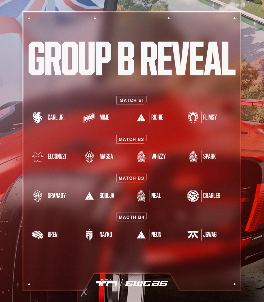 EWC_Extra's tweet photo. We're just a month away from Trackmania at EWC26, and the groups are locked in!

Which match are you looking forward to watching the most? 🤔 https://t.co/LTEXjnLWc3