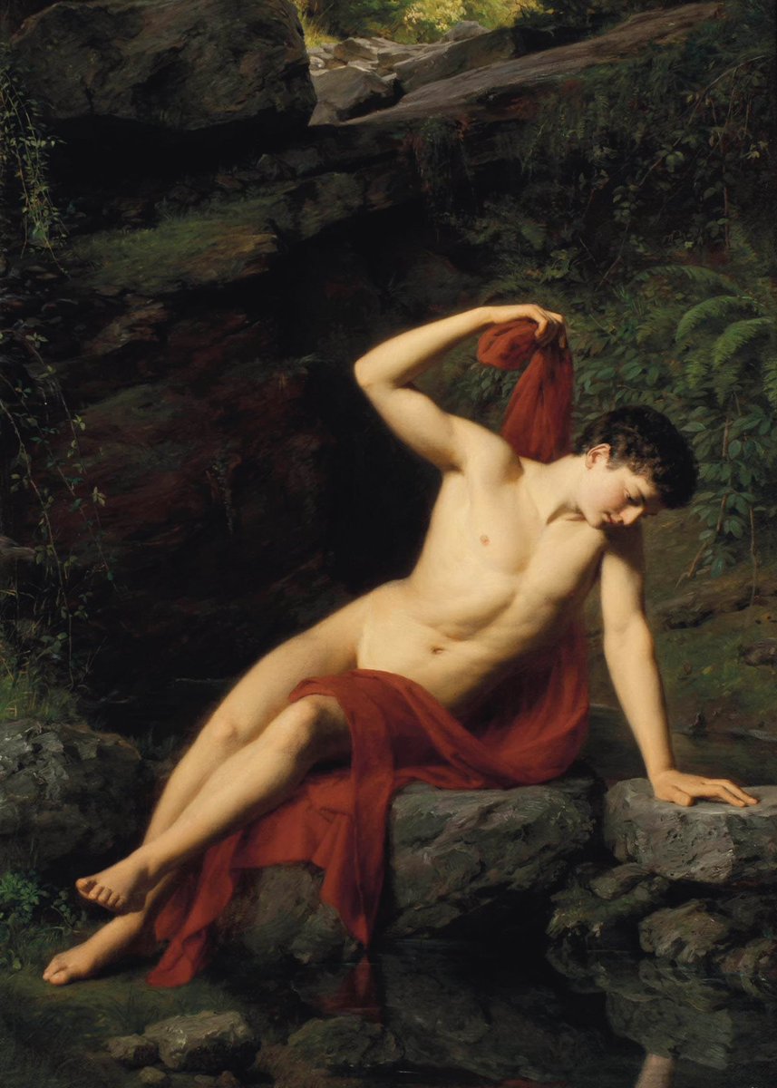 conno2856's tweet photo. Adolf Joseph Grass, French. Painting- Narcissus. 1867. https://t.co/z7CRWbrGDv