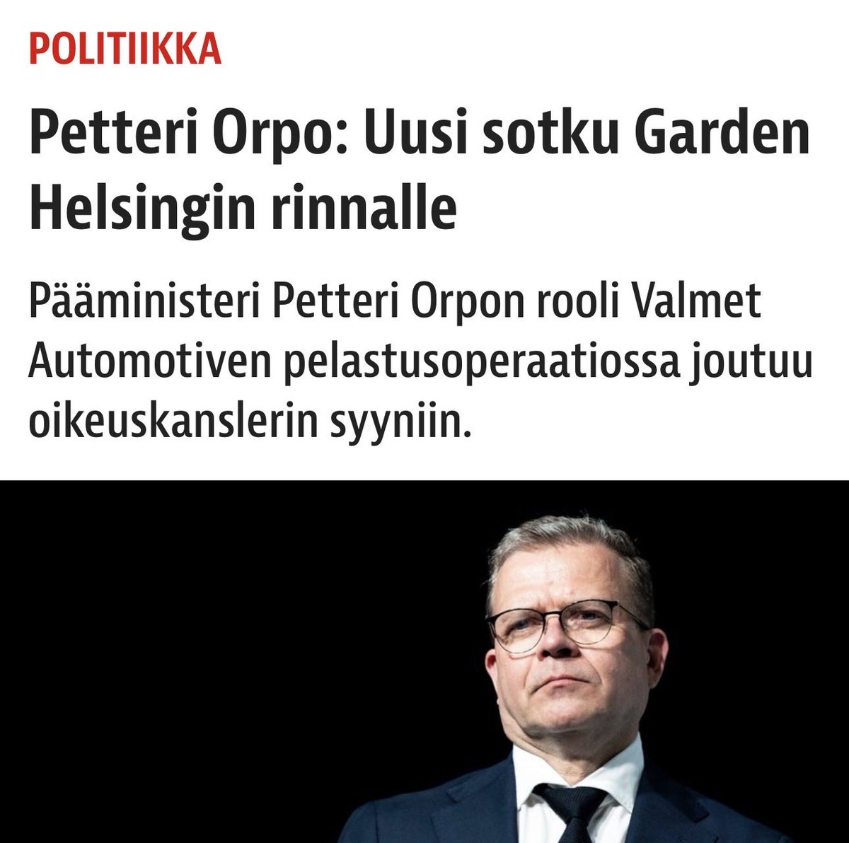 MikaelRuneberg's tweet photo. Alkaa olemaan Orpon lähtö lähellä, koska oikeuskansleri voi olla eri mieltä Orpon tunteesta. Vaalirahoittajan liiketoimet pelastettiin, ja Orpon olisi pitänyt tajuta jäävätä itsensä ? https://t.co/eleHiXQXCP