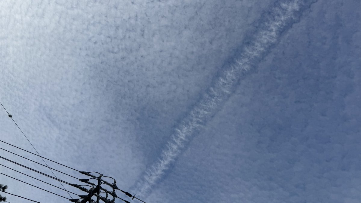 verdandi626's tweet photo. 17時30分頃の
函館上空の雲は
「消滅飛行雲（しょうめつひこううん）」て呼ばれる現象みたいですね。 https://t.co/1yLRzOeJQ0