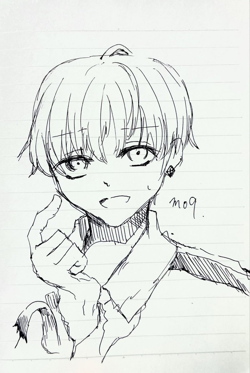 T_suKi_PYX's tweet photo. 「…お前は、困ってる時に笑うんだな」
落書き
#m_09 https://t.co/sUntxcYgFt