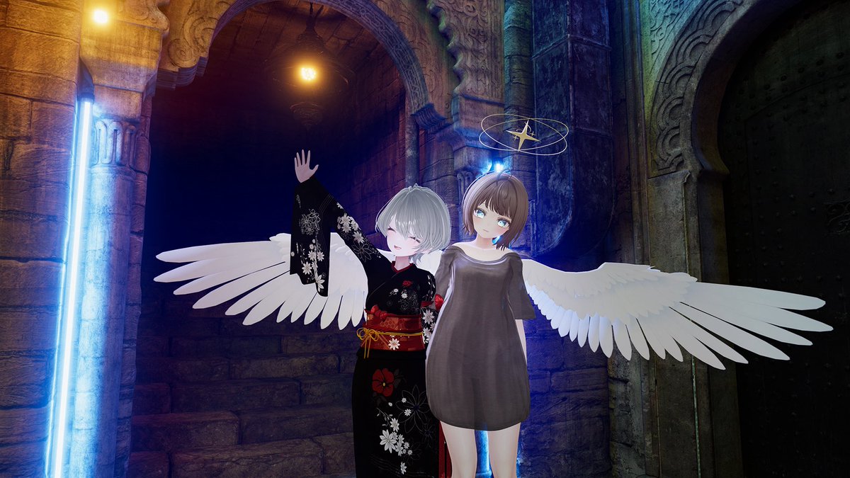 xlispxvr's tweet photo. なんと！二日連続で遊んでもらえたよ〜
和装のゾメちゃん可愛いかった！素敵なワールドで写真ゲットぉ^^2枚目は決して匂いを嗅いでいません…koko-garaさんありがとう！
#VRChat #マヌカ3D #ゾメちゃん https://t.co/m6fIB66GJ1
