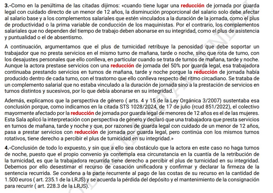 humanizasanidad's tweet photo. ⚖️STS n.º 681/2025, de 02/07/2025, rcud 1019/2024.
Id Cendoj: 28079140012025100627. Jurisdicción SOCIAL. ¿Todos los #conceptos #retributivos resultan #minorados en la #reducción de #jornada por #guarda #legal? https://t.co/Ubezgs5ad0