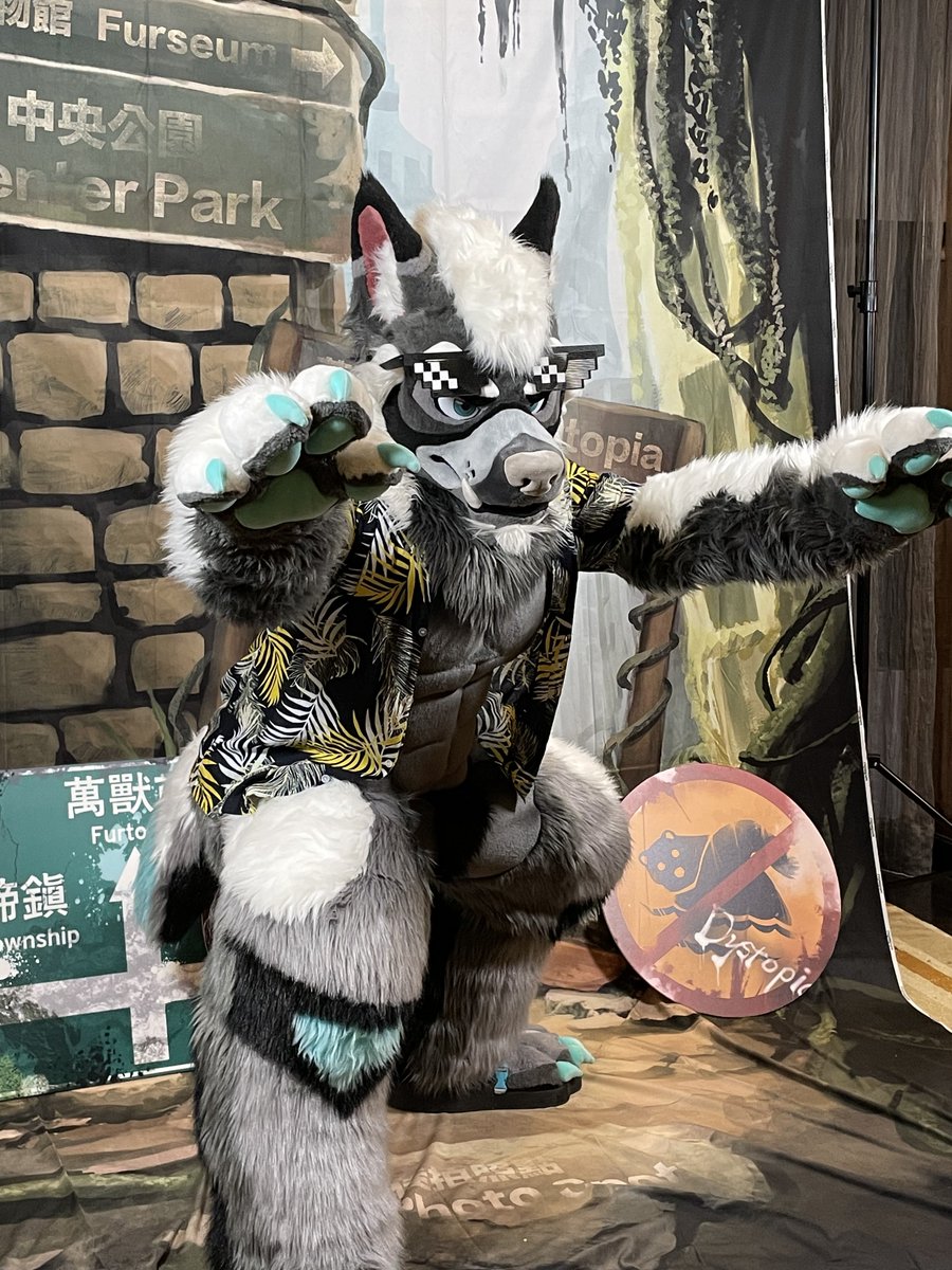 Reijinwolf's tweet photo. まだ休暇中なんだから。 🌴☀️
 こら、君たち。こっちに来ちゃダメだよ。
……あれ？
 本当にこれが最後の一枚だからね

I'm still on vacation. 🌴☀️
 You little troublemakers, don't come over here.
...Wait.
 Okay, this one really is the last photo.

📸： @boom9435445_0 
#FursuitFriday https://t.co/CmlWJhfTRR