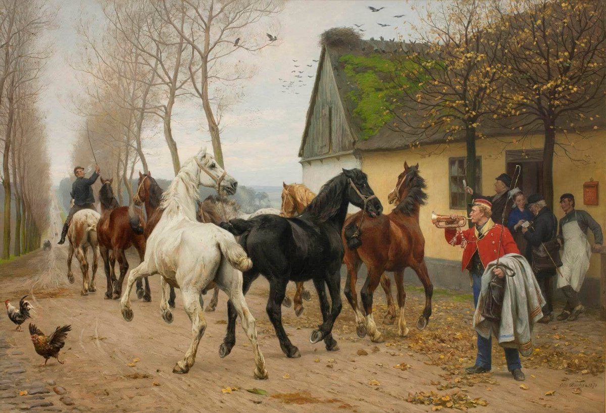 Claudioborlotto's tweet photo. Otto Bache - A herd of horses outside the Lindenborg Inn 1881 https://t.co/FV92EDdIcp