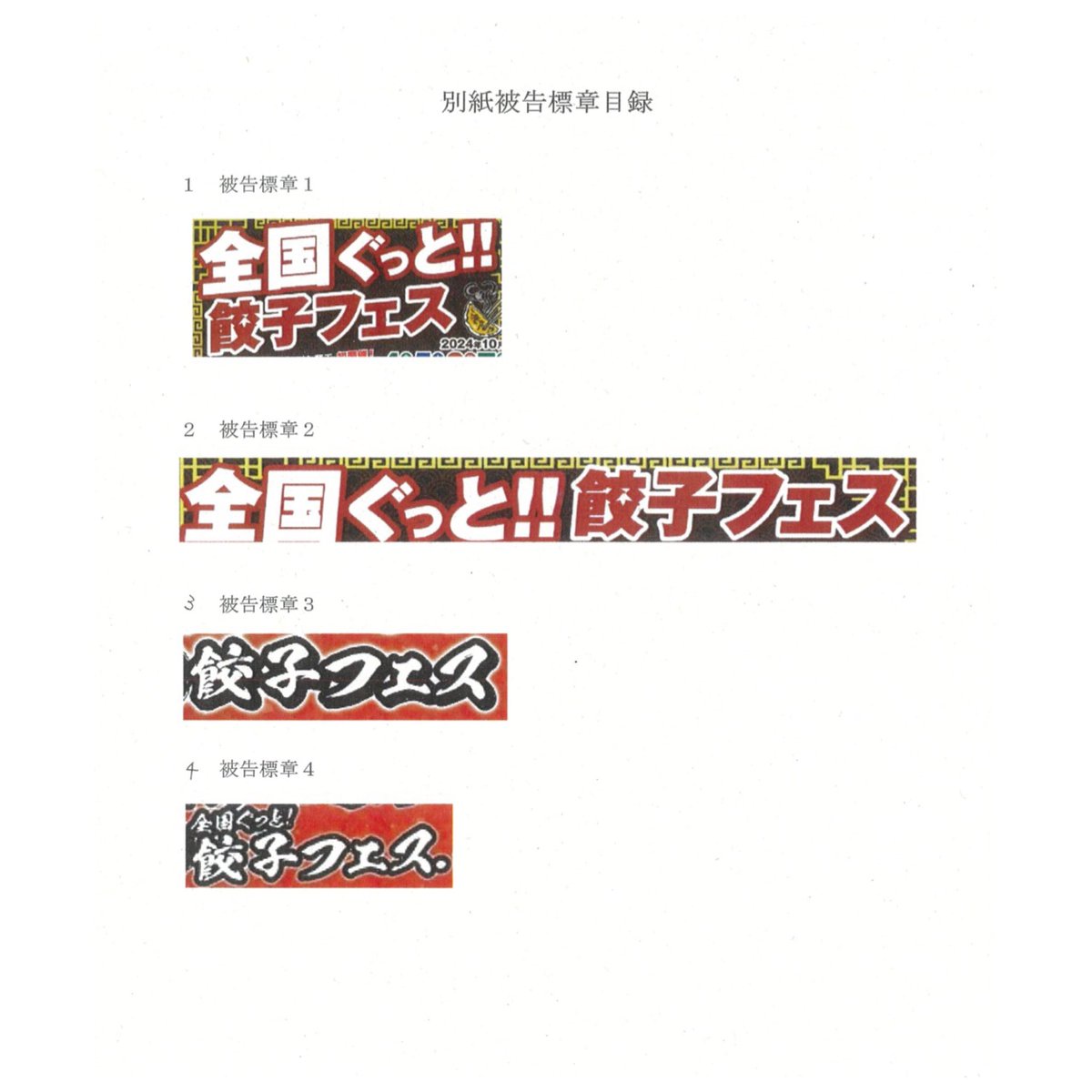 JPtmhanketsu's tweet photo. 令和7(ワ)70055 R7.12.23
商標権侵害差止等請求
餃子の提供を中心とするイベントの名称として「餃子フェス」のみでは自他役務識別機能に乏しい。被告標章1,2,4は一連一体の標章として把握され原告商標とは非類似、被告標章3は商標的使用にあたらず商標権の効力は及ばない
https://t.co/LkledTAS0C https://t.co/1qvq4H76KI