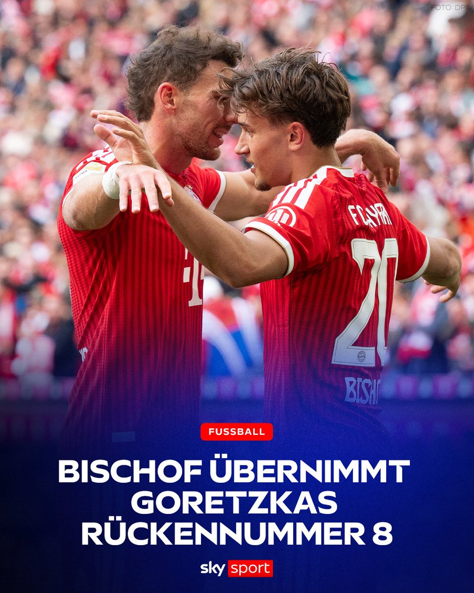 SkySportNews's tweet photo. Tom Bischof wird ab der kommenden Saison mit der Rückennummer 8️⃣ auflaufen. ✅ Er übernimmt die Nummer von Leon Goretzka, der den Verein im Sommer verlassen hat.
#SkyBundesliga #Bischof #FCBayern https://t.co/e3ZOgIacqj