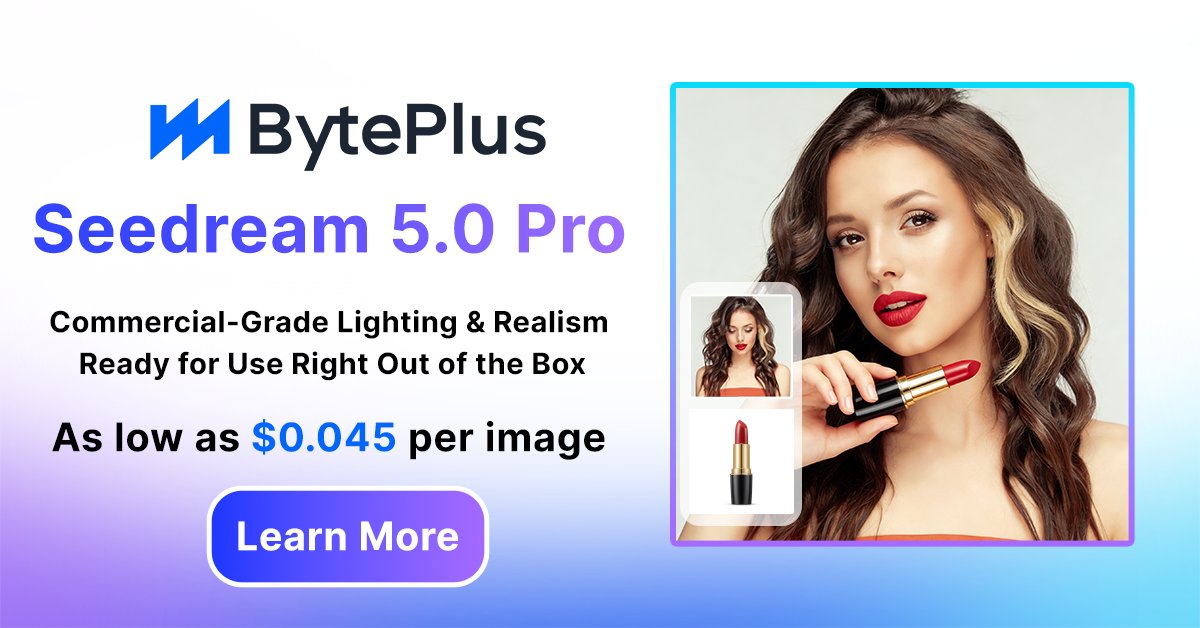 BytePlusGlobal's tweet photo. Generate images with stronger visual impact through better composition, lighting, and material rendering.