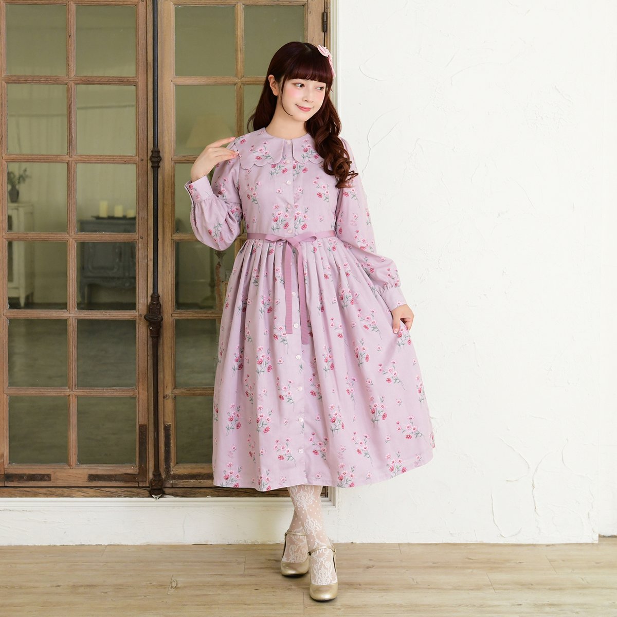 定価50,600円 美品 pas de calais モダールローンワンピース ⚡️本日7/20締切⚡️ 💐Natural cosmos seriesスカラップセーラー