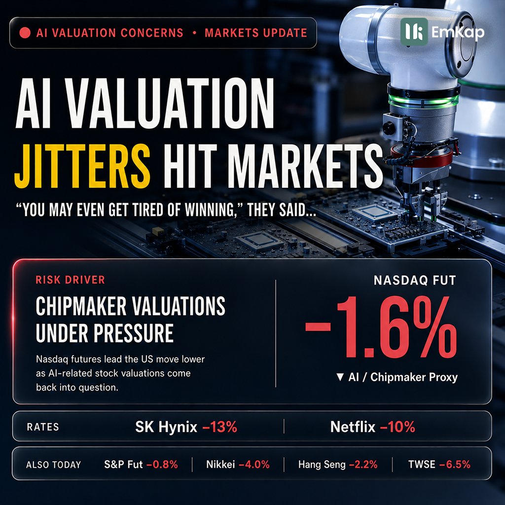 emkap_ltd's tweet photo. 🔴 UST10Y 4.53% (-3bps), UST30Y 5.07% (-2bps) as risk-off grips markets. S&P fut -0.8%, Nasdaq -1.6%, Nikkei -4%. Brent $84.50 +0.25%. Mideast conflict widens. https://t.co/X740A1bZCa #FixedIncome #Markets https://t.co/iBXSM0qmzF