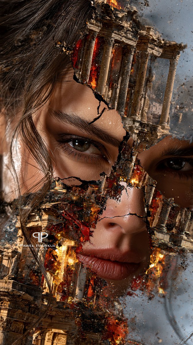 NeoSynthVisions's tweet photo. ✨ A forgotten civilization lives beneath a fragile human soul, where every crack reveals echoes of a lost world and timeless beauty. 🏛️🌫️💛
🎨 Prompt Midjourney: Description
#airt #digitalart #fantasy #surrealism #Midjourney #midjourneyart #photography #painting #oilpainting #surrealism #doubleexposure