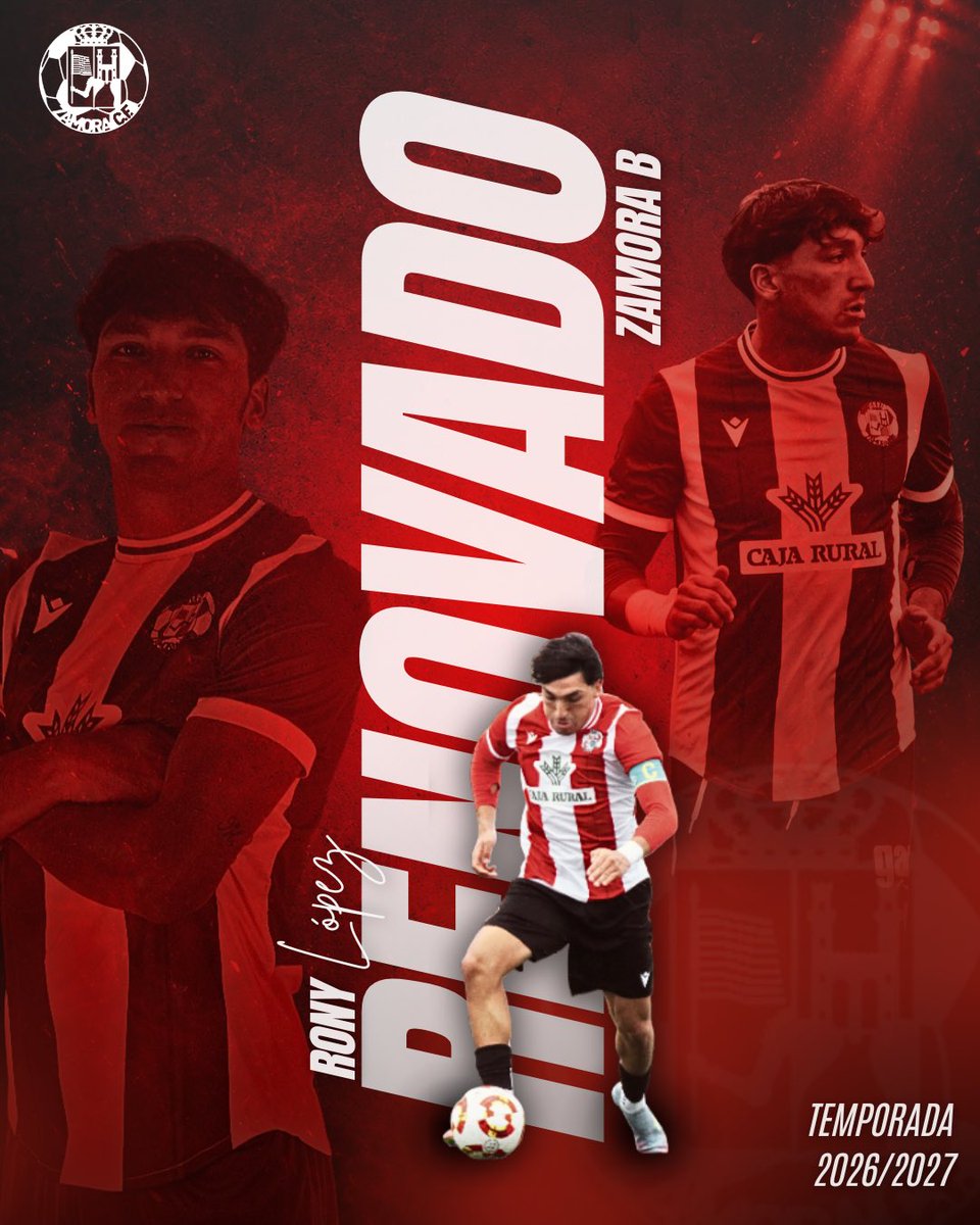 canterazcf's tweet photo. 𝗥𝗢𝗡𝗬 𝗟𝗢́𝗣𝗘𝗭 ✍️ |

Tras convertirse en una de las referencias del filial y ejercer como uno de sus capitanes, Rony López renueva una temporada más con el Zamora B.

¡Nos alegra seguir contando contigo! ❤️🤍 https://t.co/QZVCrvlCvp