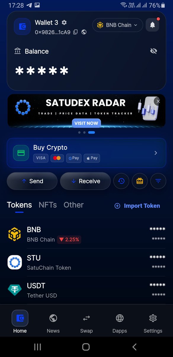 KrakatauSTU's tweet photo. In satuchain wallet @SatuChain
, Beside you can trade token like me, @BetheriumBETH , @AdhoxMr , @One_X_chat etc   Satuchain mainnet You can trade your favorite tokens or meme coins on the BNB, Solana, TON, and ETH networks.
And for Robinhood will come soon.

So Don't misset id. https://t.co/s1mlnfbMb7