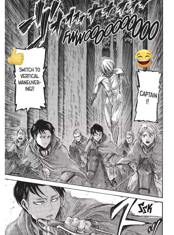 LHLfRin's tweet photo. —shouting for Levi, he completely ignored her. So where is this "special treatment" or "special concern" you're talking about? 🤷🏻‍♀️ Even in this scene, Levi was telling Petra and the rest of the squad to stay away from Eren because he believed in Eren more than they did. He— https://t.co/m7IU9CKbiG
