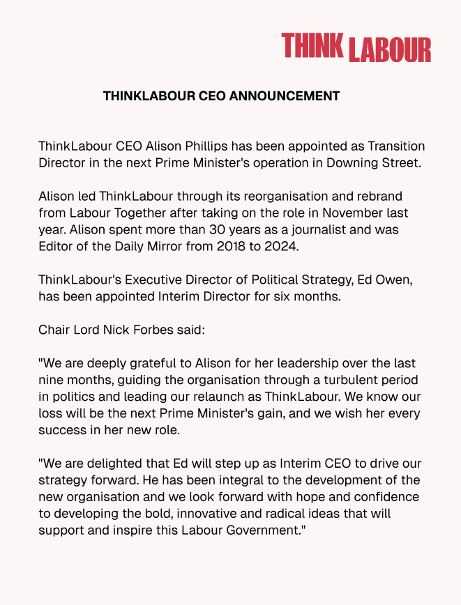 ThinkLabour's tweet photo. A statement regarding our CEO. https://t.co/vIl5nvBCUg