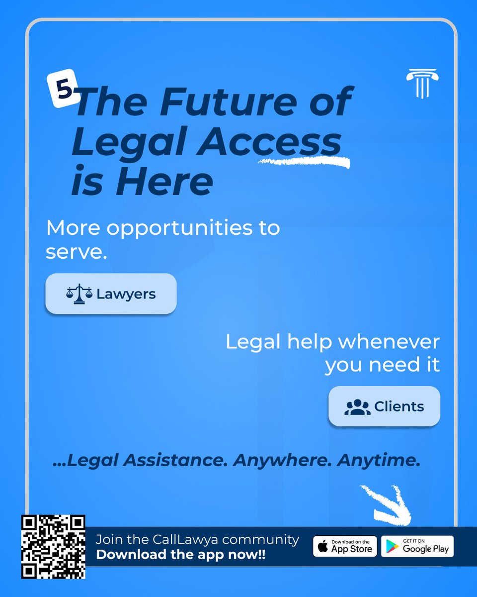 CallLawya_app's tweet photo. … 👤Connect with verified lawyers
⚖️Grow your legal practice
📄Review documents
💬Book consultations
📚Learn your rights

One app. Two powerful experiences.
📲 Download CallLawya today

Legal Assistance. Anywhere. Anytime.

#CallLawya #LegalTech #KnowYourRights #Nigeria #Lawyers https://t.co/T1wKACl2fF