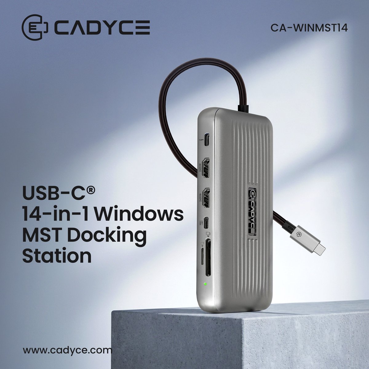 cadyceinc's tweet photo. One Dock. Endless Possibilities. 🚀
Expand your workspace with the CADYCE CA-WINMST14 – featuring dual 4K HDMI, VGA, USB ports, Gigabit LAN, SD/MicroSD, Audio & 100W Power Delivery.
#CADYCE #DockingStation #USBC #Productivity #WorkSmart https://t.co/DZKVTESTNi