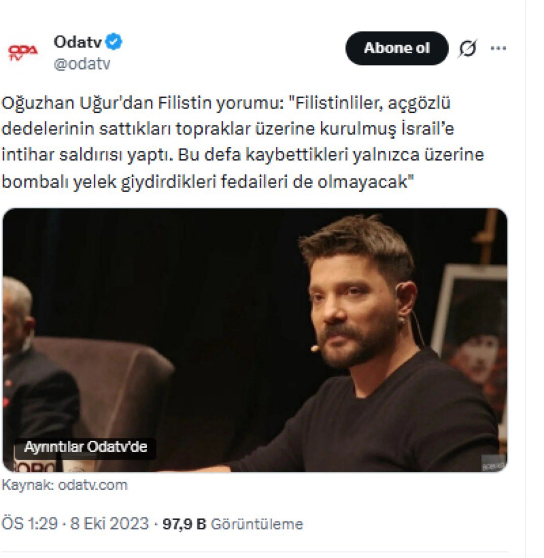 slmhktn's tweet photo. 📌Arşiv

Oğuzhan Uğur'un Filistin yorumu https://t.co/F2EfpWZGrJ